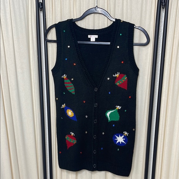 Xhilaration Black Holiday Sweater Vest size xs - Picture 7 of 7